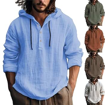 Men's Cotton Linen Sweatshirts Solid Lightweight Casual